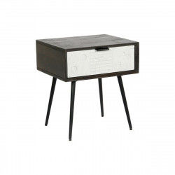 Table de Nuit DKD Home Decor 45 x 38 x 50 cm Noir Métal Blanc Bois de...