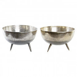 Centerpiece DKD Home Decor 31 x 31 x 19,5 cm Silver Golden Modern (2 Units)