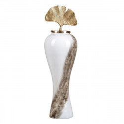 Vase 25 x 25 x 84 cm Crystal Golden Metal White