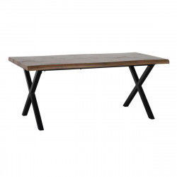 Dining Table Black Metal Brown 180 x 90 x 75 cm DMF