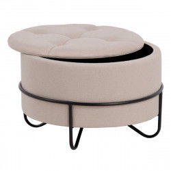 Pouf 63 x 63 x 41 cm Tissu Synthétique Beige Métal