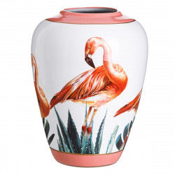 Vase aus Keramik Koralle Weiß Flamingo 36 x 36 x 48 cm