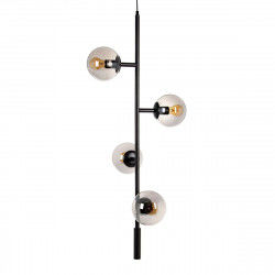 Ceiling Light 40 x 40 x 234 cm Crystal Black Metal Ø 15 cm Modern