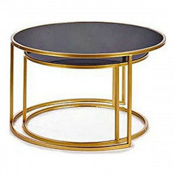 Set of 2 tables Black Golden Crystal Metal (2 Pieces) (80 x 80 x 44,5 cm)...