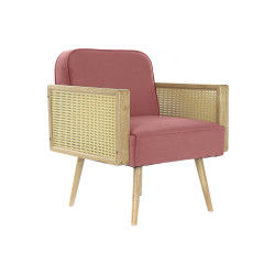 Armchair DKD Home Decor Pink Polyester Rattan (66 x 64 x 79 cm)