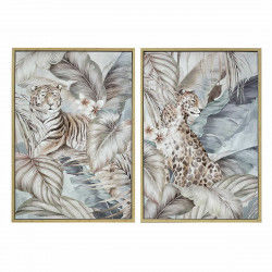 Schilderij DKD Home Decor Tropisch Jungle (2 Stuks)