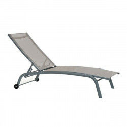 Chaise longue DKD Home Decor Avec des roues Gris PVC Aluminium (187,5 x 64 x...