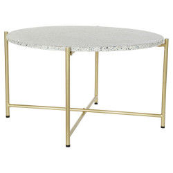 Mesa auxiliar DKD Home Decor Blanco Piedra Hierro Dorado (81 x 81 x 44 cm)