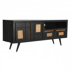 Mobile TV DKD Home Decor Nero Rattan Legno di mango (145,5 x 40,5 x 60 cm)