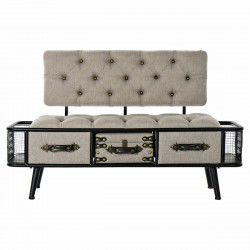 Banqueta DKD Home Decor   Negro Beige Metal PU (120 x 50 x 76 cm)