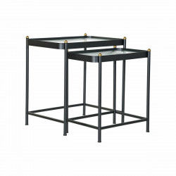 Mesa auxiliar DKD Home Decor Negro Metal Cristal (2 pcs)