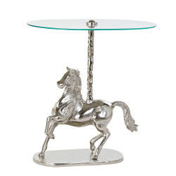 Table d'appoint DKD Home Decor Transparent Aluminium Verre Argenté Cheval (54...