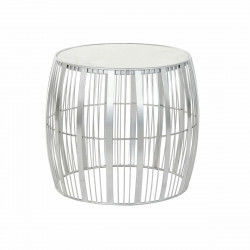 Table d'appoint DKD Home Decor Blanc Marbre Fer Argenté (46 x 46 x 41 cm)