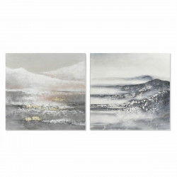 Schilderij DKD Home Decor Canvas 100 x 3,8 x 100 cm Landschap Modern (2 Stuks)