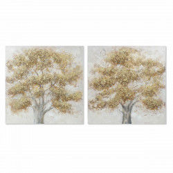 Painting DKD Home Decor Canvas 100 x 3,8 x 100 cm Tree Cottage (2 Units)