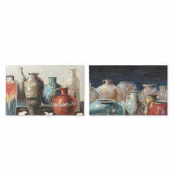 Quadro DKD Home Decor Tela 90 x 2,7 x 60 cm Vaso Cottage (2 Unità)