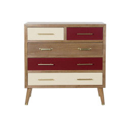 Chest of drawers DKD Home Decor   Natural Metal Cream Maroon Paolownia wood...