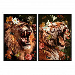 Schilderij DKD Home Decor 83 x 4,5 x 123 cm Jungle Modern (2 Stuks)