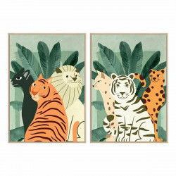 Schilderij DKD Home Decor 83 x 4,5 x 123 cm Tropisch dieren (2 Stuks)