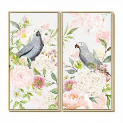 Schilderij DKD Home Decor 60 x 4 x 120 cm Blommor Shabby Chic (2 Stuks)