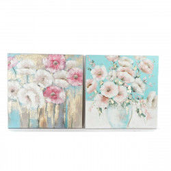 Schilderij DKD Home Decor 99,5 x 3,5 x 99,5 cm Vaas Shabby Chic (2 Stuks)