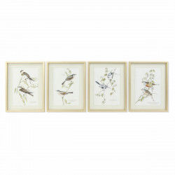 Schilderij DKD Home Decor 35 x 2,5 x 45 cm Traditioneel Vogels (4 Onderdelen)