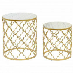 Side table DKD Home Decor Silver Metal White Marble (48 x 48 x 57 cm) (2 pcs)...