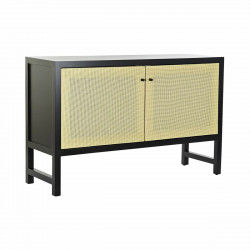 Credenza DKD Home Decor Nero Abete Naturale Rattan (120 x 38 x 76 cm)