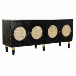 Credenza DKD Home Decor Nero Naturale Rattan Legno di mango (150 x 40 x 65 cm)