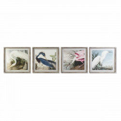 Cadre DKD Home Decor 60 x 2,5 x 60 cm Oiseau Oriental (4 Pièces)