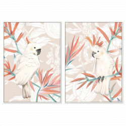 Cuadro DKD Home Decor 100 x 4 x 140 cm Loro Tropical (2 Unidades)