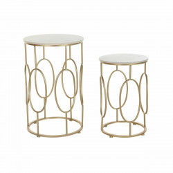 Set di 2 Tavolini DKD Home Decor Bianco Dorato 38 x 38 x 60 cm