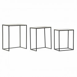 Set di 3 Tavolini DKD Home Decor Nero Argentato 50,5 x 28,5 x 59 cm