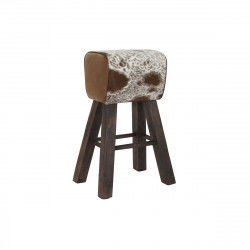 Tabouret DKD Home Decor Noir Bois Marron Cuir Blanc (50 x 35 x 75 cm)