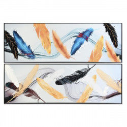 Cuadro DKD Home Decor Plumas 180 x 3 x 60 cm (2 Unidades)