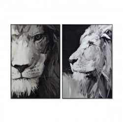 Quadro DKD Home Decor Leone 80 x 4 x 120 cm Coloniale (2 Unità)