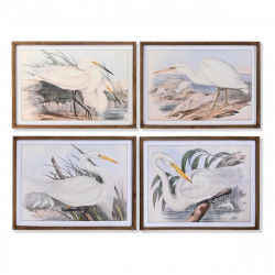 Painting DKD Home Decor Fir Crystal 70 x 50 x 2 cm Heron (4 Pieces)