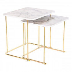 Jeu de 2 tables DKD Home Decor Blanc Doré 51 x 43 x 49 cm