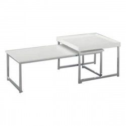 Mesa de Centro DKD Home Decor Blanco Plateado Acero Madera MDF 110 x 48 x 45 cm