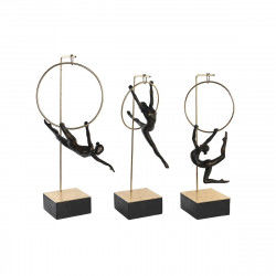 Decoratieve figuren DKD Home Decor 25 x 26 x 56 cm Zwart Gouden Gymnast (3...