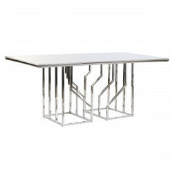 Eettafel DKD Home Decor Zilverkleurig Kristal Staal 180 x 90 x 75 cm Wit