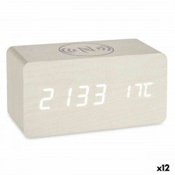 Montre Numérique de Table Blanc PVC Bois MDF (15 x 7,5 x 7 cm) (12 Unités)