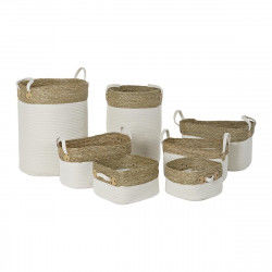 Set di Cestini DKD Home Decor Bianco Cotone Fibra naturale (41 x 41 x 52,5...