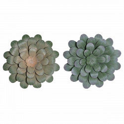 Wall Decoration DKD Home Decor Flower 60 x 8 x 60 cm Green (2 Units)