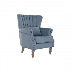 Fauteuil DKD Home Decor 74 x 75 x 87 cm Bois d'hévéa Bleu ciel