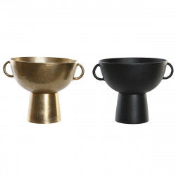 Vaso DKD Home Decor 34 x 28 x 26 cm Nero Dorato Alluminio Moderno (2 Unità)