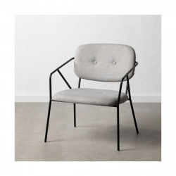 Chair with Armrests 60,5 x 56 x 75 cm Synthetic Fabric Metal Light grey