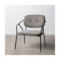 Chair with Armrests 60,5 x 56 x 75 cm Synthetic Fabric Grey Metal