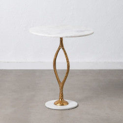 Table d'appoint 51 x 51 x 61 cm Doré Métal Blanc Marbre