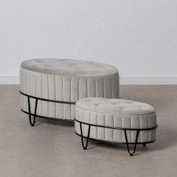 Pouffe 80 x 80 x 46 cm Synthetic Fabric Grey Metal